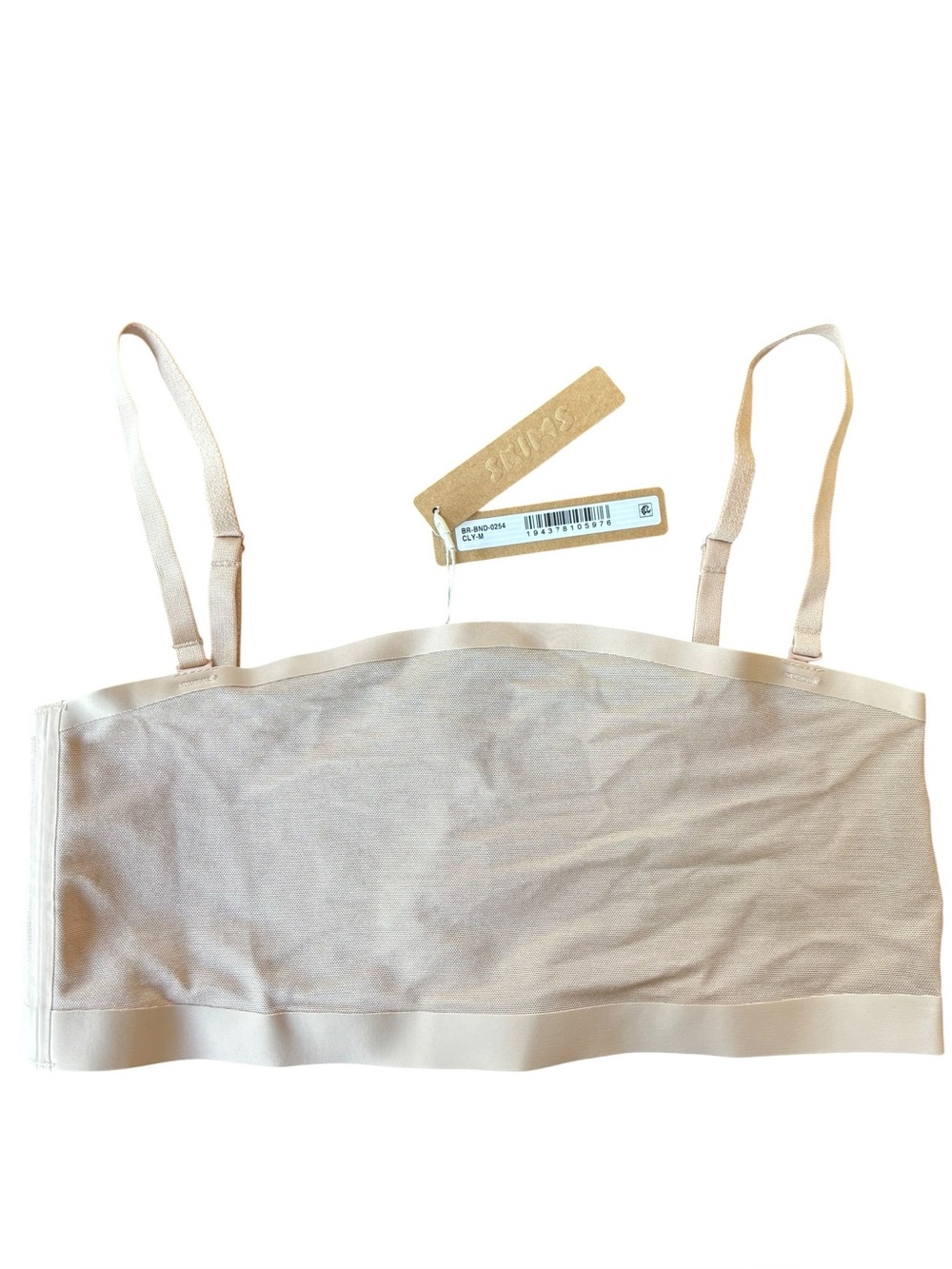 NEW! SKIMS Bandeau Bralette Mesh Nude Beige Stretch Strap Bra Size Medium